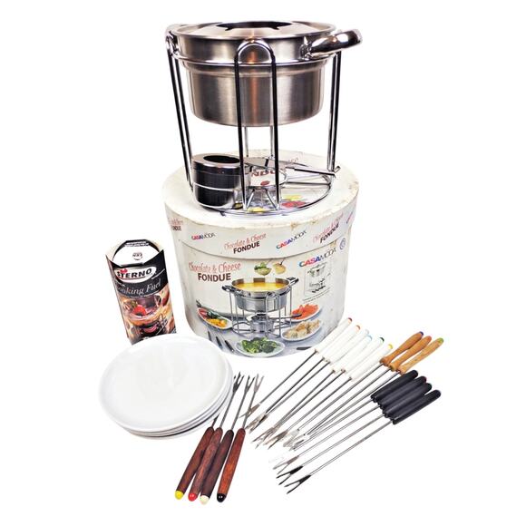 Casa Moda Buffet Fondue Set Chocolate and Cheese Stainless Steel 24Pc + Extras - Picture 1 of 9